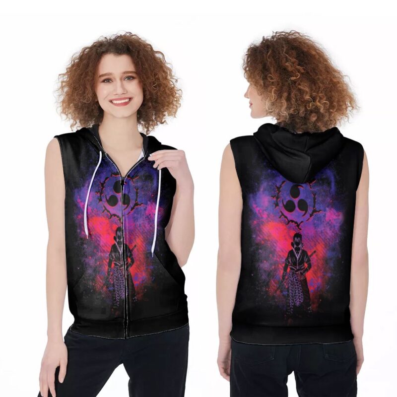 Uchiha Sasuke With Curse Mark Naruto Japanese 3D Designed For Naruto Fans Naruto Lovers Zip Sleeveless Hoodie ZSH1681