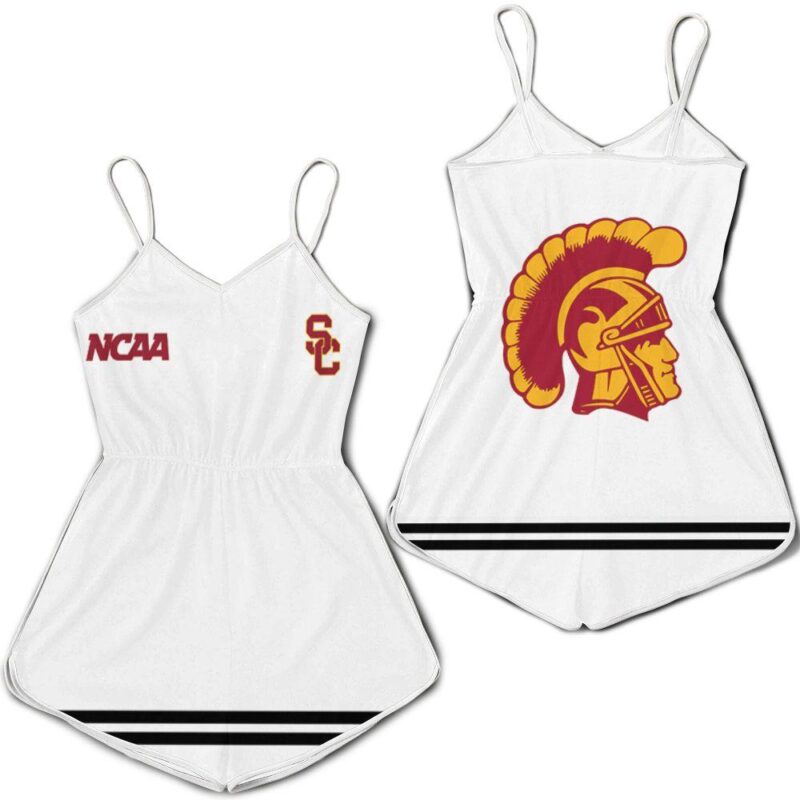 Usc Trojans Ncaa Classic White With Mascot Logo Gift For Usc Trojans Fans Romper Jumpsuit RJ05541