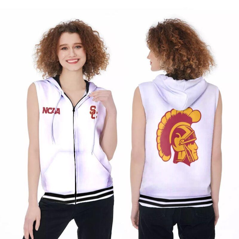 Usc Trojans Ncaa Classic White With Mascot Logo Gift For Usc Trojans Fans Zip Sleeveless Hoodie ZSH0432