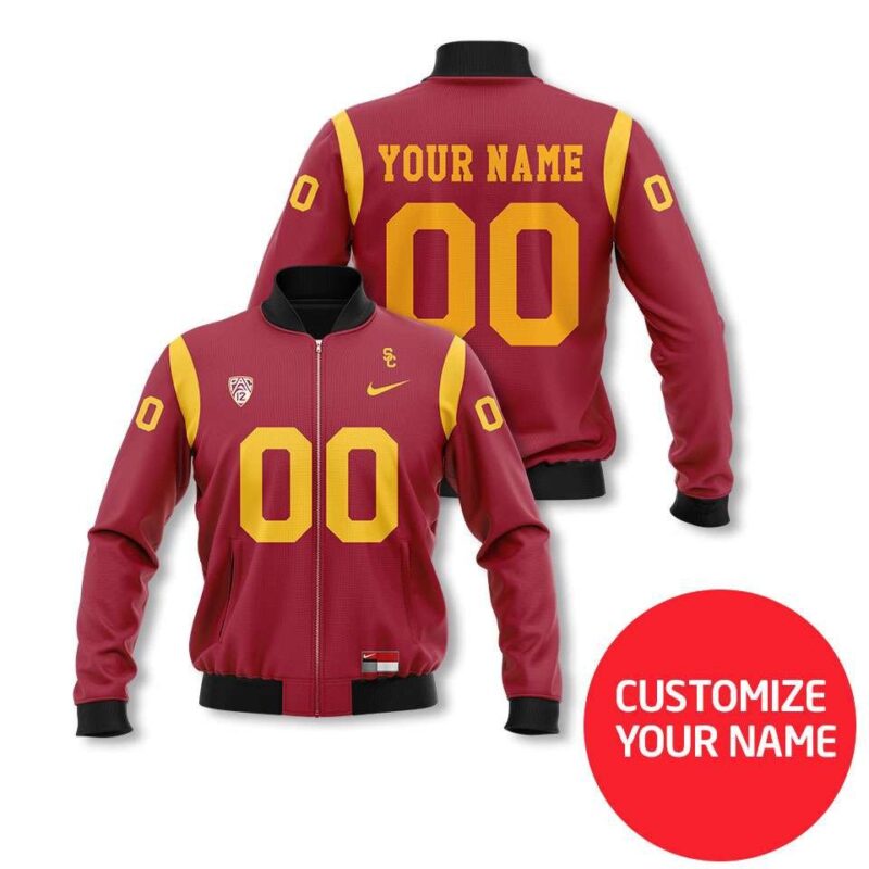 Usc Trojans Ncaa Sport Team Red Personalized Number Name Jersey Style Gift For Trojans Fans Bomber Jacket BJ03908