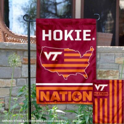 VA Tech Hokies Garden Flag with USA Country Stars and Stripes GF01282