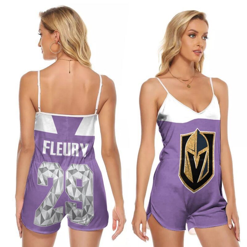 Vegas Golden Knights Marc-Andre Fleury 29 Great Player 2020 NHL Ice Hockey Purple Gift For Knights Fans V-neck Romper Jumpsuit RJ00567