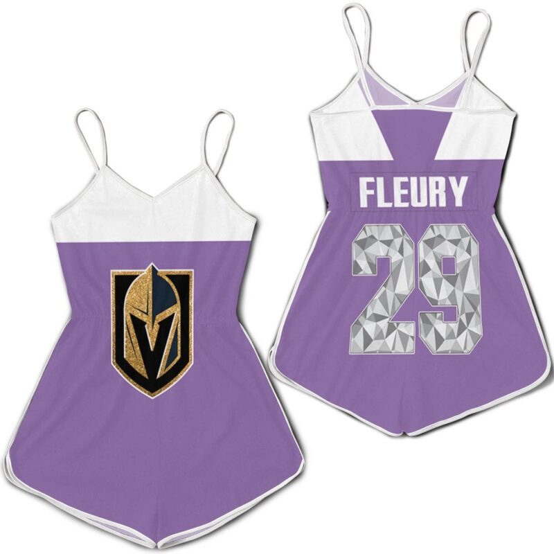 Vegas Golden Knights Marc-Andre Fleury 29 Purple Jersey Inspired Style Romper RJ04626