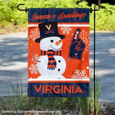 Virginia Cavaliers Holiday Winter Snowman Greetings Garden Flag GF00984