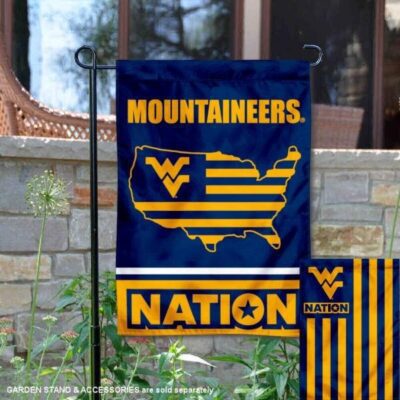 WVU Mountaineers Garden Flag with USA Country Stars and Stripes GF01081