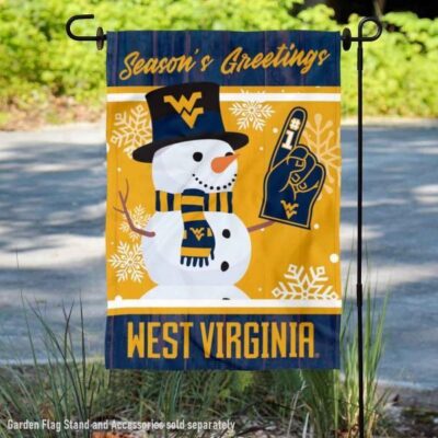 WVU Mountaineers Holiday Winter Snowman Greetings Garden Flag GF01116