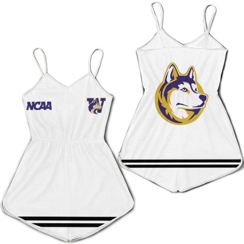 Washington Huskies Ncaa Classic White With Mascot Logo Gift For Washington Huskies Fans Romper Jumpsuit RJ05542