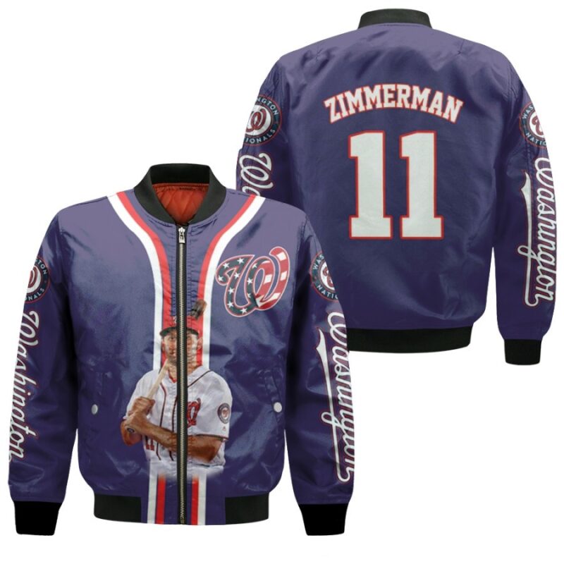 Washington Nationals Ryan Zimmerman 11 Legendary Captain Baseball Purple Gift For Nationals Fans Bomber Jacket BJ00391