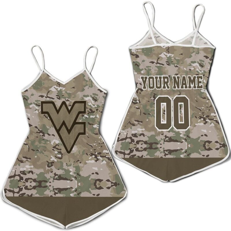 West Virginia Mountaineers Camouflage Veteran 3D Personalized Romper RJ03165