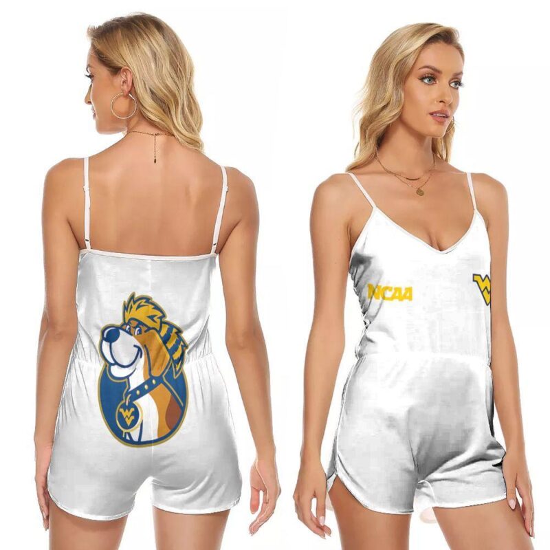 West Virginia Mountaineers Ncaa Classic White With Mascot Logo Gift For West Virginia Mountaineers Fans V-neck Romper Jumpsuit RJ01162