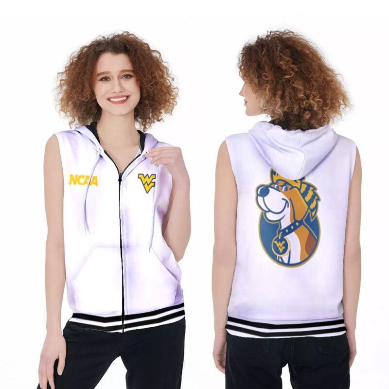 West Virginia Mountaineers Ncaa Classic White With Mascot Logo Gift For West Virginia Mountaineers Fans Zip Sleeveless Hoodie ZSH0379