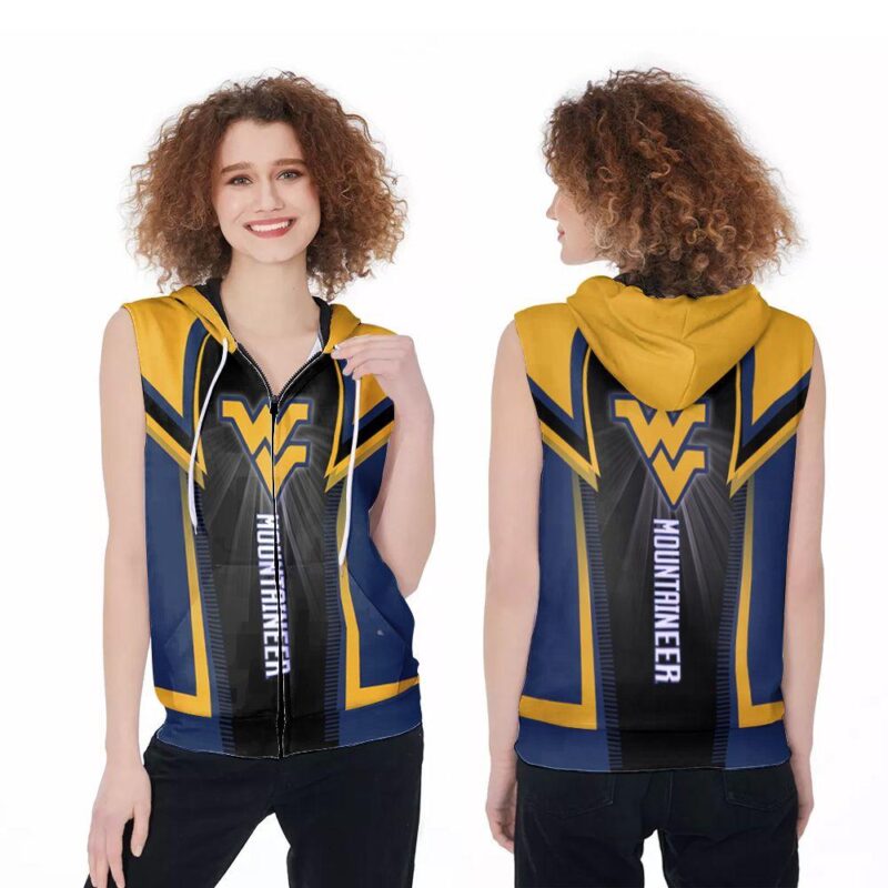 West Virginia Mountaineers Ncaa bright logo 3d designed for West Virginia Mountaineers fan Zip Sleeveless Hoodie ZSH1564