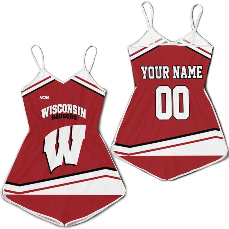 Wisconsin Badgers NCAA Mascot Red 3D Personalized Romper RJ03005