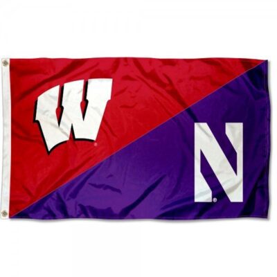 Wisconsin vs Northwestern House Divided 3x5ft Wall Flag Banner Flag Outdoor Flag BF332