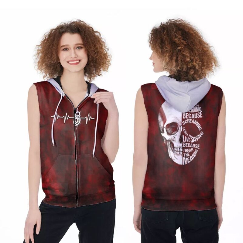 You Call It Demonic Because Screaming I Hear The Meaning Skull Horror Gift For Halloween Festival Holiday Lovers Zip Sleeveless Hoodie ZSH1223