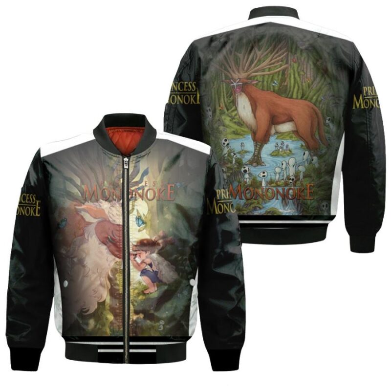 Young Princess Mononoke And The God In The Forest Shishigami Gift For Mononoke Hime Fan Bomber Jacket BJ01437