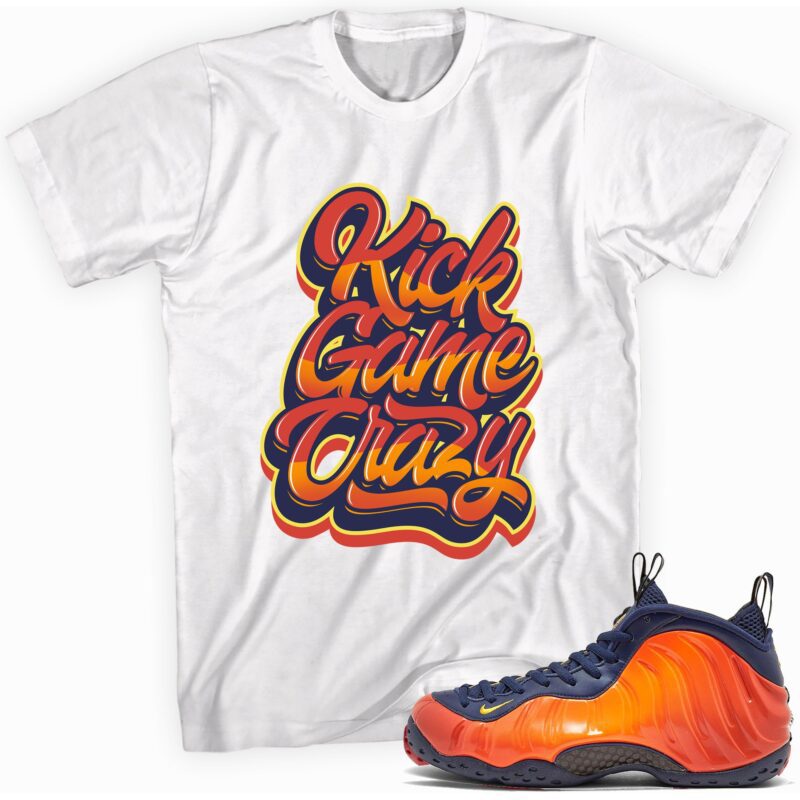 Air Foamposite One Blue Void Rugged Orange T-Shirt - Kick Game Crazy Matching Outfits