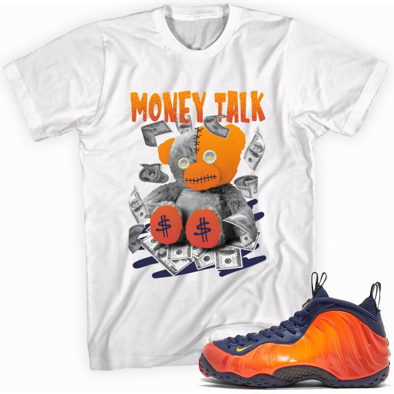 Air Foamposite One Blue Void Rugged Orange T Shirt Money Talk Matching Outfits 1