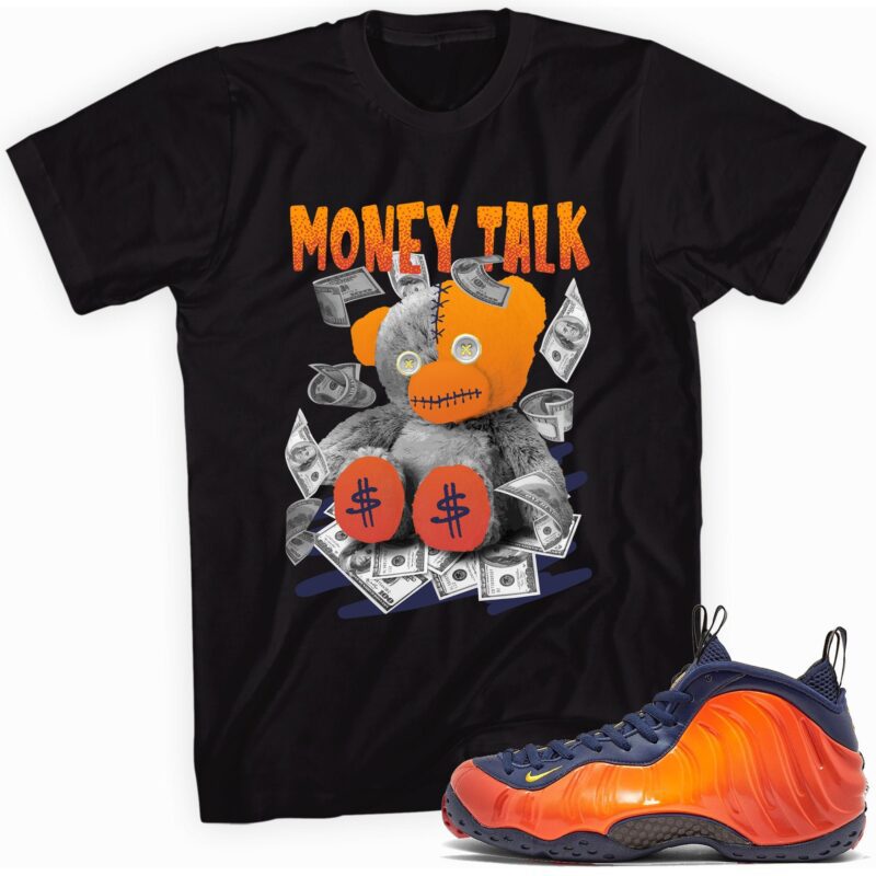 Air Foamposite One Blue Void Rugged Orange T-Shirt - Money Talk Matching Outfits