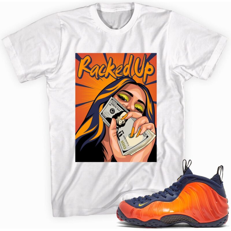 Air Foamposite One Blue Void Rugged Orange T Shirt Racked Up Matching Outfits 1