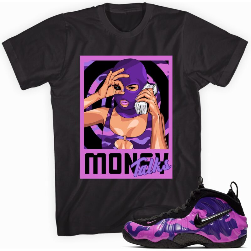 Air Foamposite One Purple Camo T-Shirt - Money Talks Matching Outfits