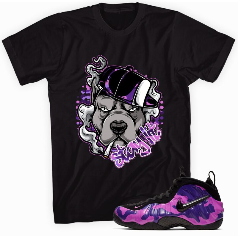 Air Foamposite One Purple Camo T-Shirt - Stay Lit Matching Outfits