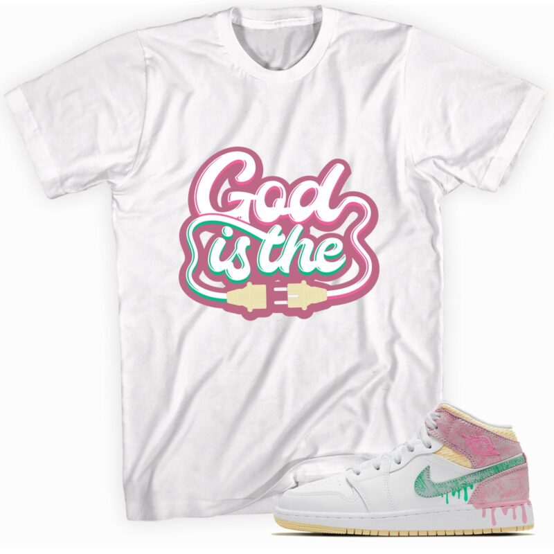 Air Jordan 1 Mid Paint Drip GS T Shirt God Plug Matching Outfits 1