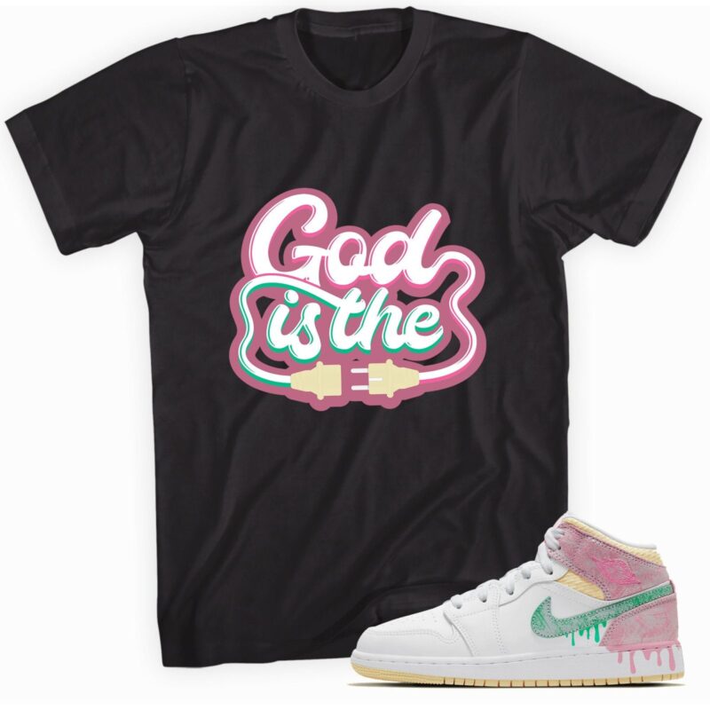 Air Jordan 1 Mid Paint Drip GS T-Shirt - God Plug Matching Outfits