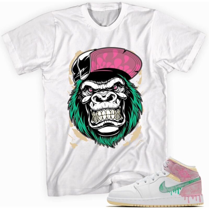 Air Jordan 1 Mid Paint Drip GS T Shirt Gorilla Beast Matching Outfits 1