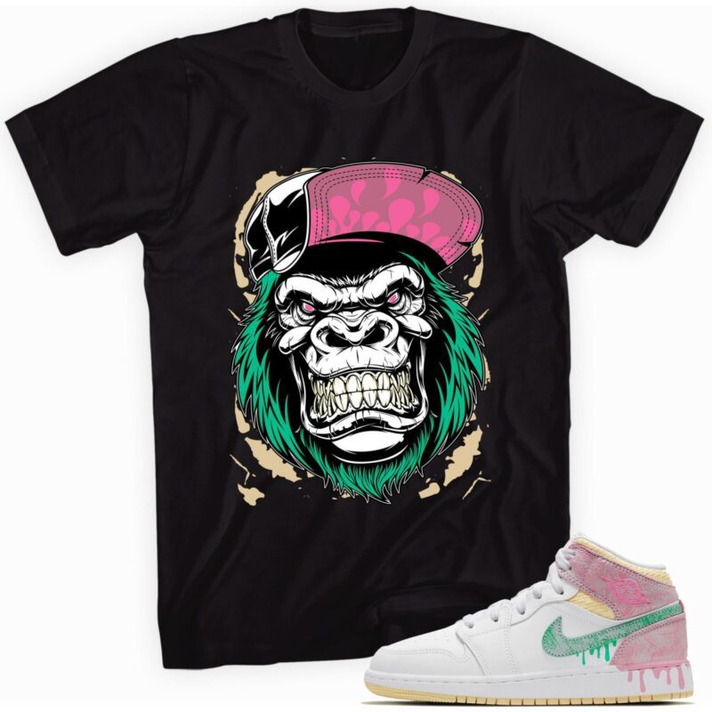Air Jordan 1 Mid Paint Drip GS T-Shirt - Gorilla Beast Matching Outfits