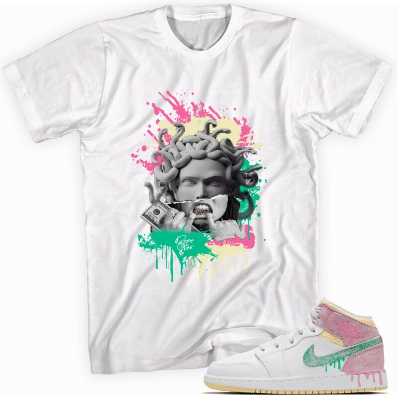 Air Jordan 1 Mid Paint Drip GS T Shirt Medusa Matching Outfits 1