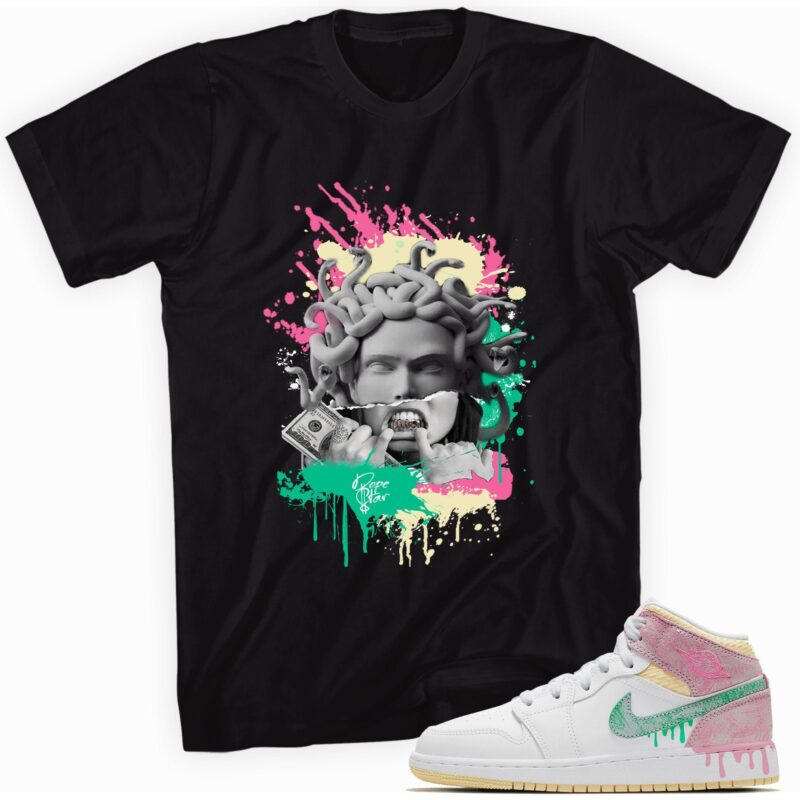 Air Jordan 1 Mid Paint Drip GS T-Shirt - Medusa Matching Outfits