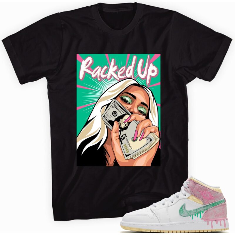 Air Jordan 1 Mid Paint Drip GS T-Shirt - Racked Up Matching Outfits