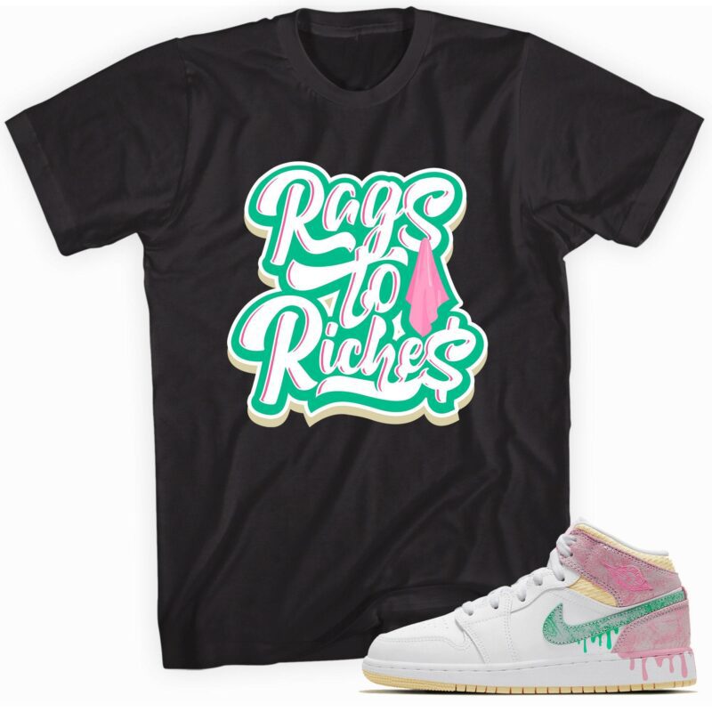 Air Jordan 1 Mid Paint Drip GS T Shirt Rags to Riches Matching Outfits 1