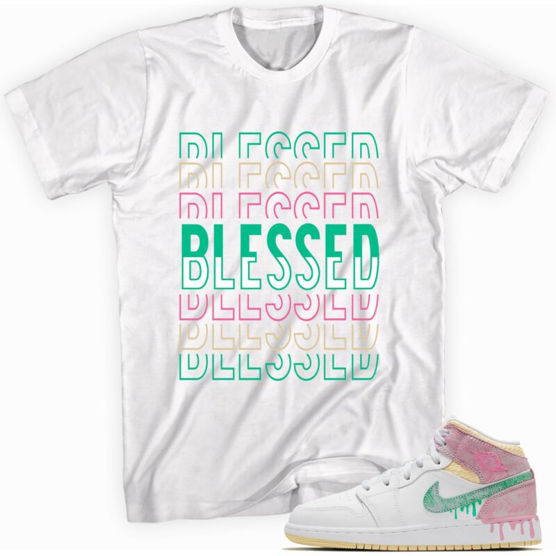 Air Jordan 1 Mid Paint Drip GS T Shirt So Blessed Matching Outfits 1
