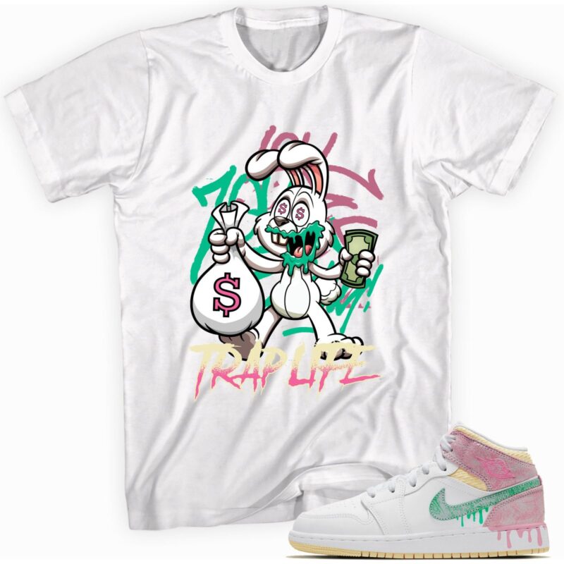 Air Jordan 1 Mid Paint Drip GS T Shirt Trap Rabbit Matching Outfits 1