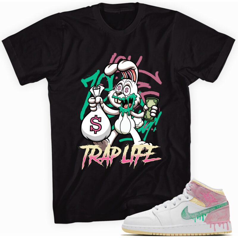 Air Jordan 1 Mid Paint Drip GS T-Shirt - Trap Rabbit Matching Outfits