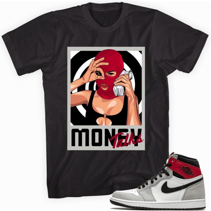 Air Jordan 1 Retro High OG Light Smoke Grey T Shirt Money Talks Matching Outfits 1