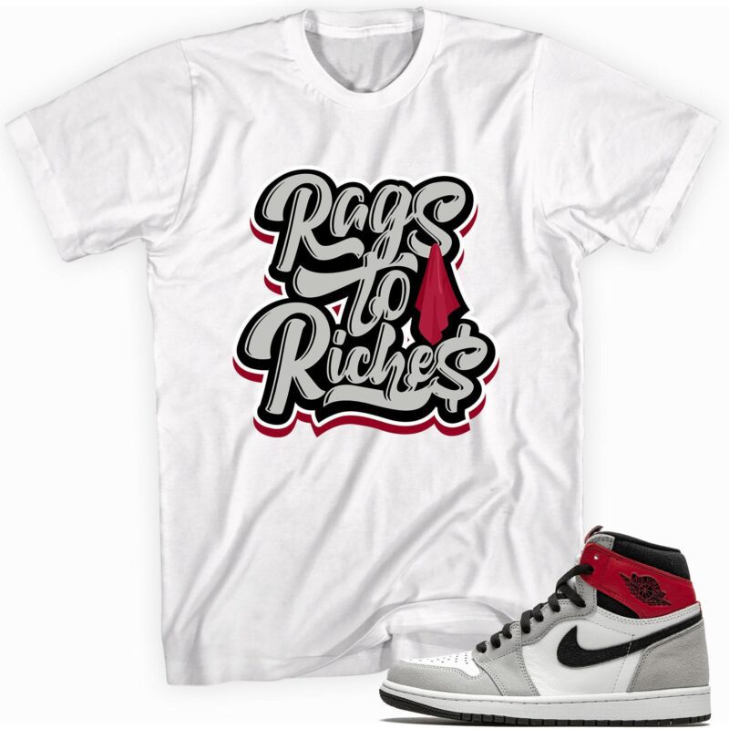 Air Jordan 1 Retro High OG Light Smoke Grey T-Shirt - Rags to Riches