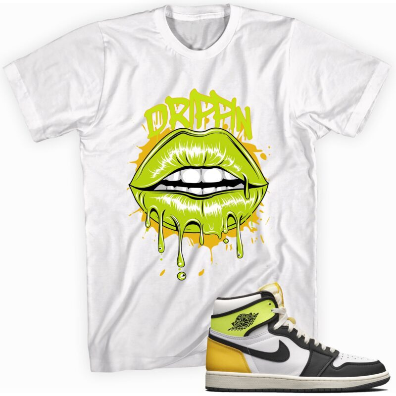 Air Jordan 1 Retro High OG Volt Gold T Shirt Drippin Lips Matching Outfits 1