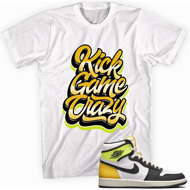 Air Jordan 1 Retro High OG Volt Gold T-Shirt - Kick Game Crazy Matching Outfits