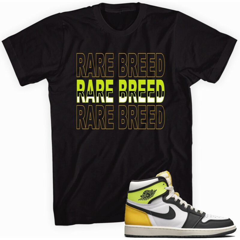 Air Jordan 1 Retro High OG Volt Gold T Shirt Rare Breed Matching Outfits 1