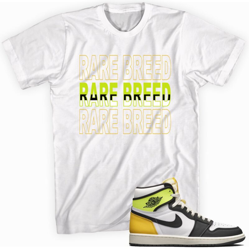 Air Jordan 1 Retro High OG Volt Gold T-Shirt - Rare Breed Matching Outfits