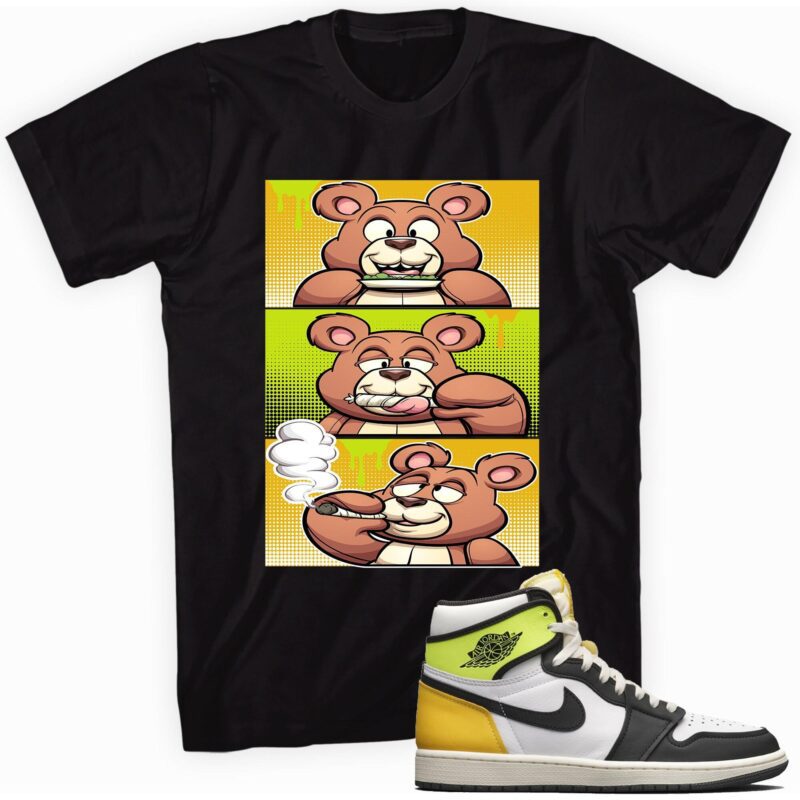 Air Jordan 1 Retro High OG Volt Gold T-Shirt - Roll It Lick It Smoke It Bear Matching Outfits