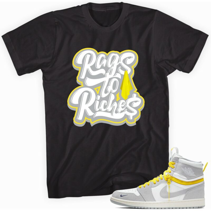 Air Jordan 1 Switch Light Smoke Grey T Shirt Rags to Riches Matching Outfits 1