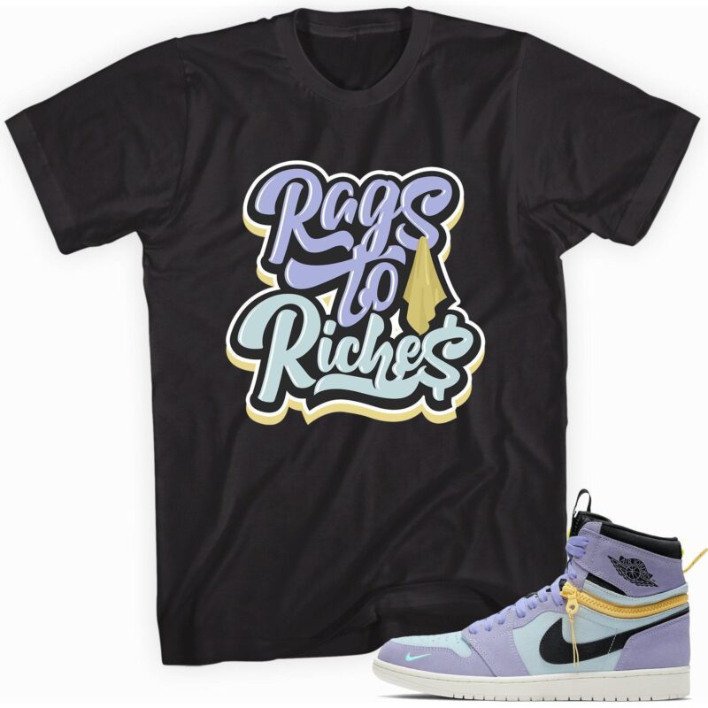 Air Jordan 1 Switch Purple Pulse T shirt Rags to Riches Matching Outfits 1