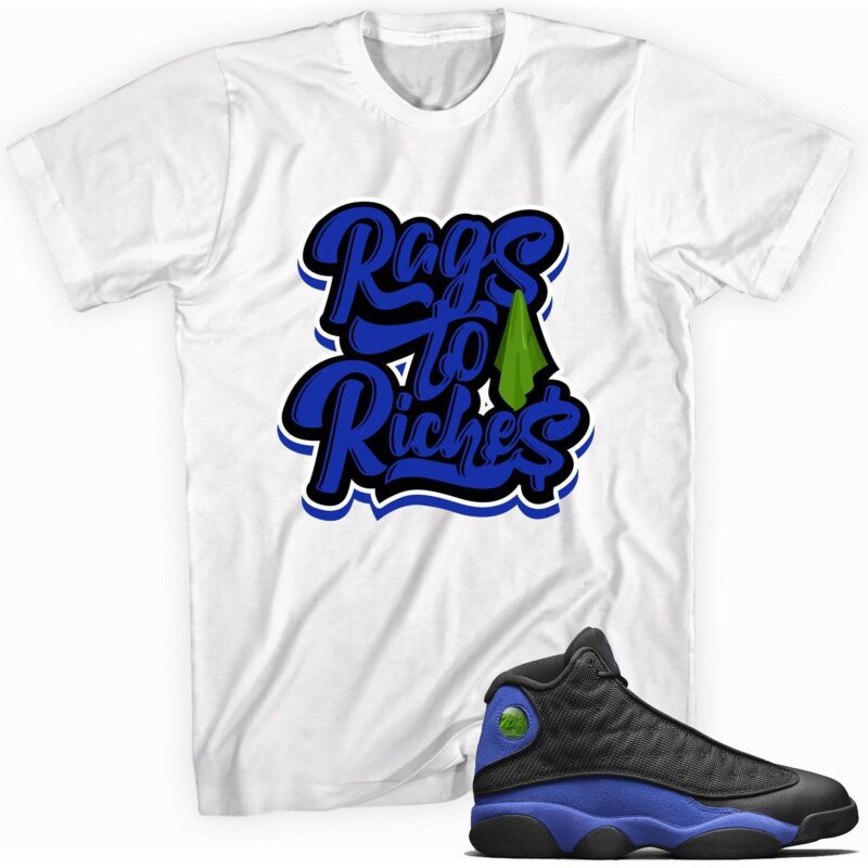 Air Jordan 13 Retro Hyper Royal T Shirt Rags to Riches Matching Outfits 1