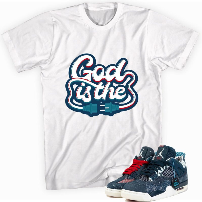 Air Jordan 4 Retro Sashiko Deep Ocean T Shirt God Plug Matching Outfits 1