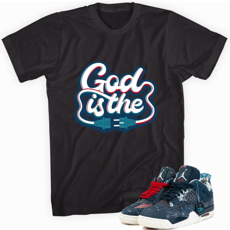 Air Jordan 4 Retro Sashiko Deep Ocean T-Shirt - God Plug Matching Outfits