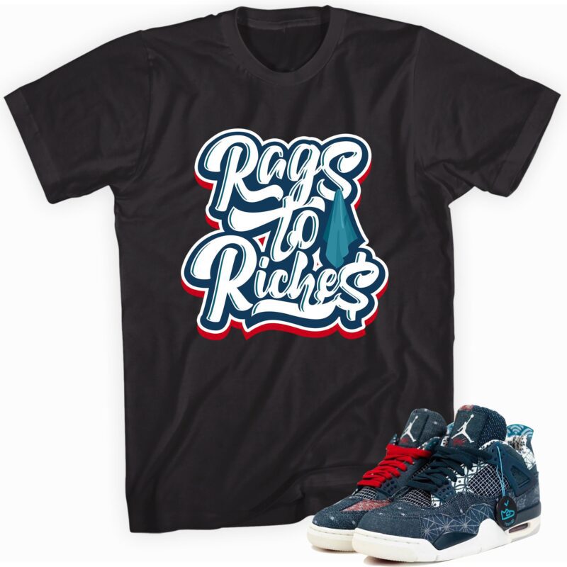 Air Jordan 4 Retro Sashiko Deep Ocean T-Shirt - Rags to Riches Matching Outfits